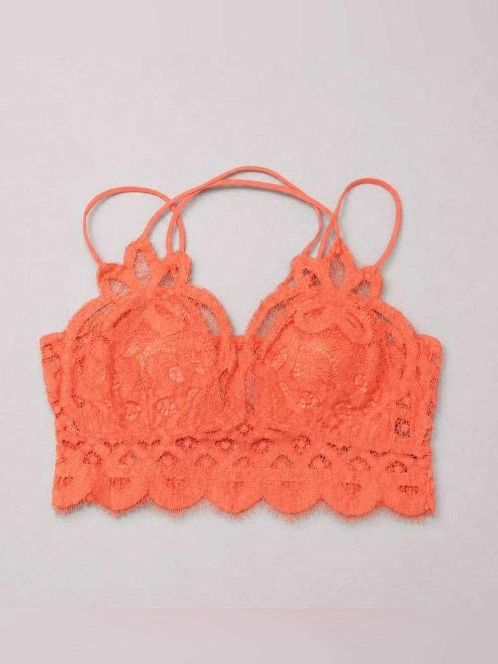 Zenana Outfitters Coral Orange Lace Bandeau Bralette